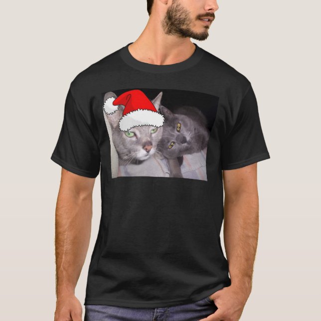Jul ryska Blue Grått Cats T-shirt (Framsida)