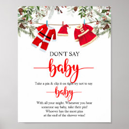 Jul Säg inte Baby Baby Shower Game Sign Poster