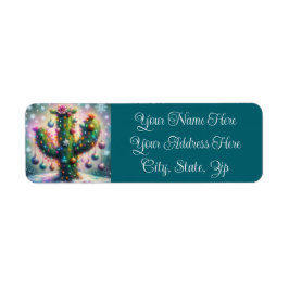Jul Saguaro Cactus Whimsical Returadress Returadress Etikett