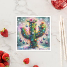 Jul Saguaro Cactus Whimsical Snöflingor Pappersservett
