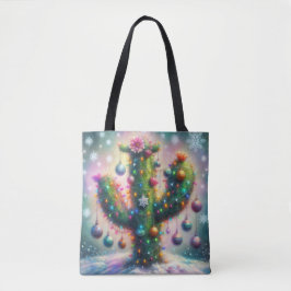 Jul Saguaro Cactus Whimsical Snöflingor Tygkasse