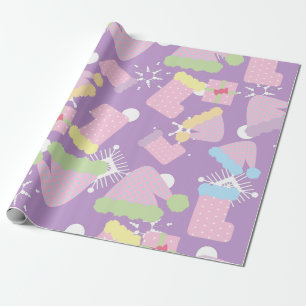 Jul saker Pastell Lila Mönster Presentpapper