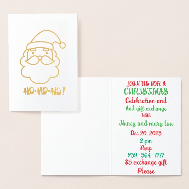 Jul-sammankomst och presentutbyte folierat kort (Display)