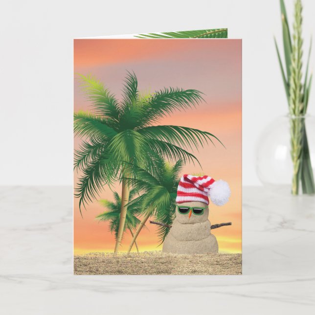 Jul Sand Man med Handflatan Träd Kort (Framsida)