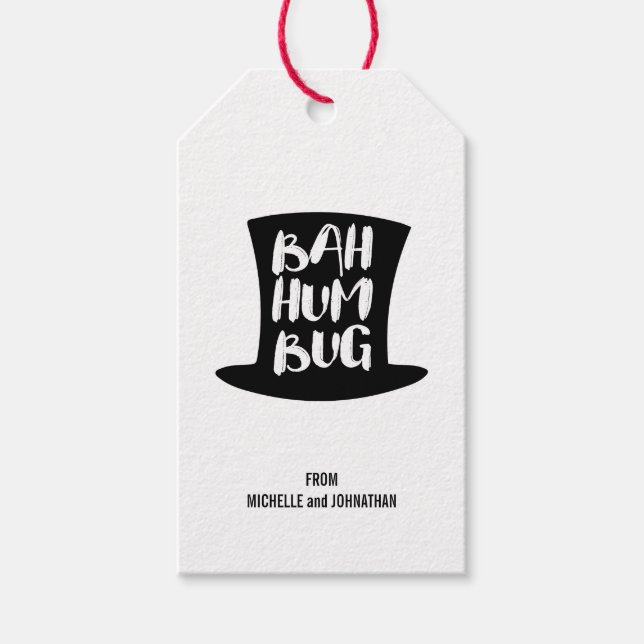 Jul Sång Bah Humbug Helgdag Gift-Märkre Presentetikett (Framsidan)
