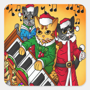Jul Sång Cats Fyrkantigt Klistermärke