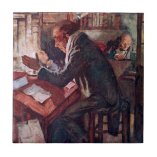 Jul Sång: Cratchit och Scrooge Kakelplatta