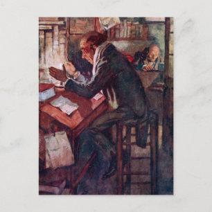 Jul Sång: Cratchit och Scrooge Vykort