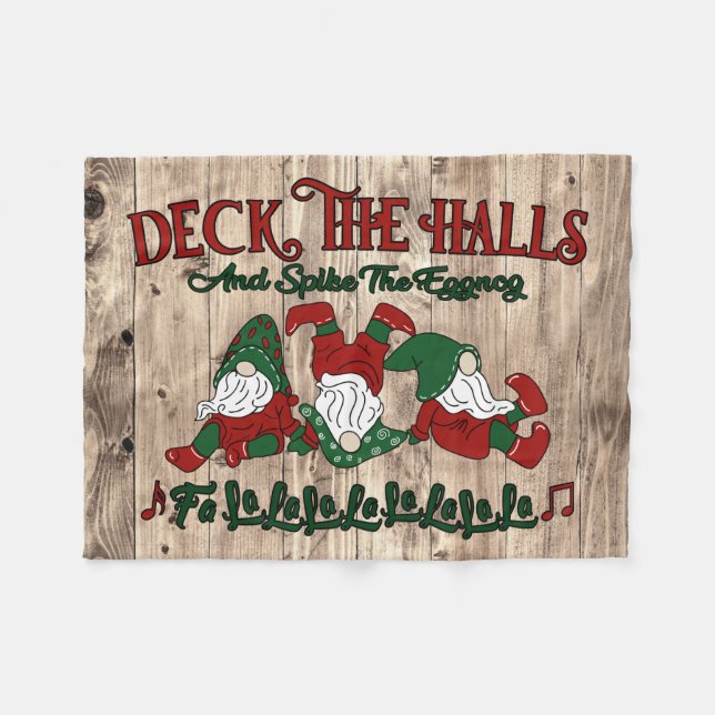 Jul Sång Eggong Gnomes Deck Halls Fleecefilt (Framsidan (Horisontell))