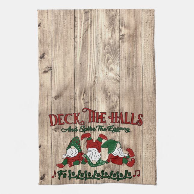 Jul Sång Eggong Gnomes Deck Halls Kökshandduk (Vertikal)