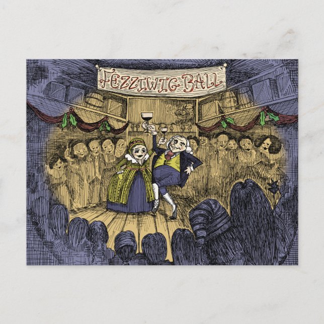 Jul Sång: Fezziwig Boll - Helgdag-kort Helg Vykort (Framsida)