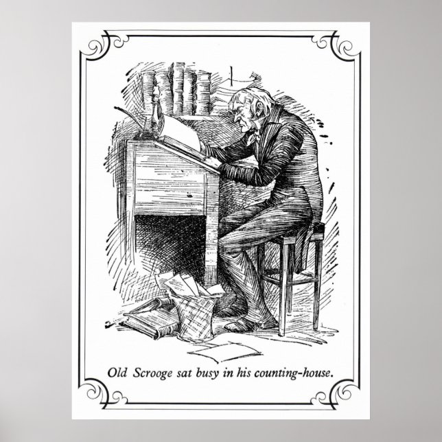 Jul Sång: Gamla Scrooge Poster (Framsidan)
