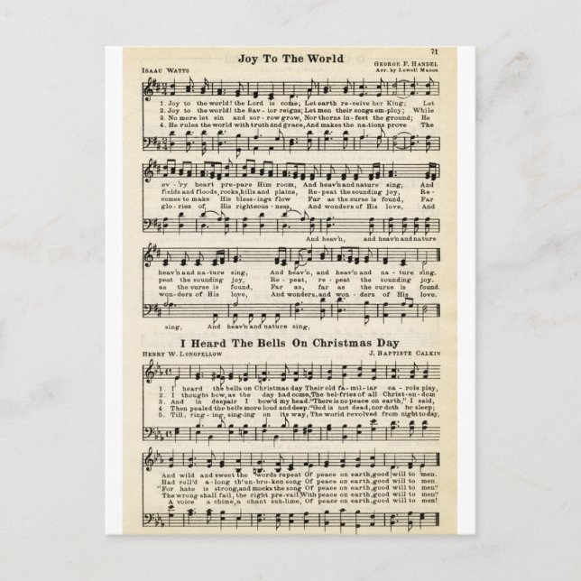 Jul Sång: Joy to World Helg Vykort (Framsida)