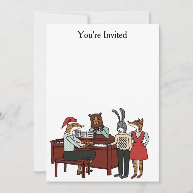 Jul Sång runt Pianoinbjudan Inbjudningar (Framsida)
