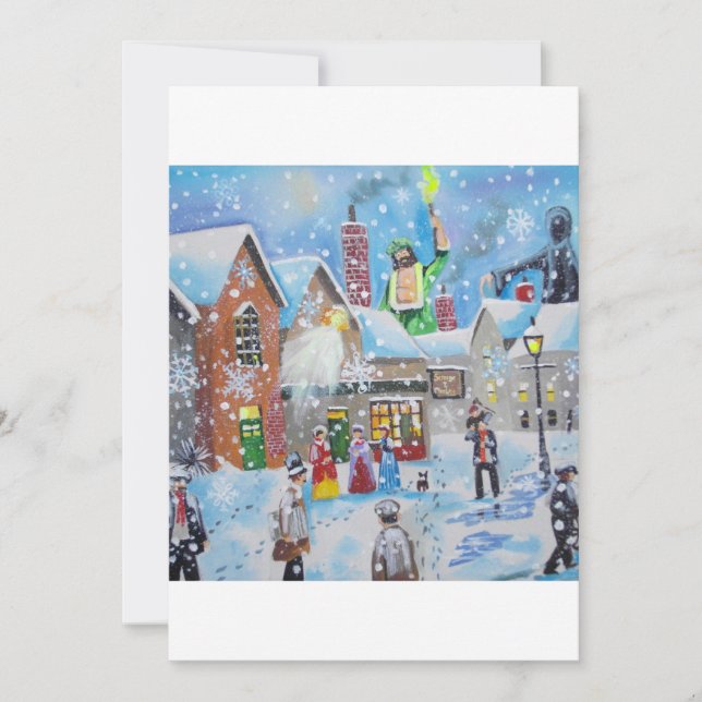 Jul Sång Scrooge och tre spöken Julkort (Framsida)