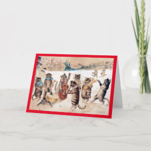 Jul Sång Singing, Louis Wain Card Kort