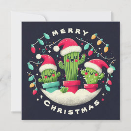 Jul Sångare Krukväxt Santa Kaktus Växter Julkort