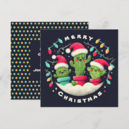 Jul Sångare Krukväxt Santa Kaktus Växter Julkort