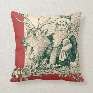 Jul Sanktt Nick för vintageSanta ren Kudde