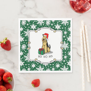 Jul Santa Airedale Terrier HO HO HO Cute Pappersservett