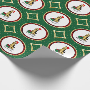 Jul Santa Airedale Terrier HO HO HO Cute Presentpapper