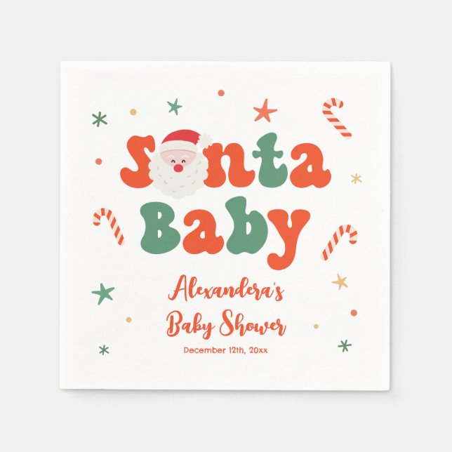 Jul Santa Baby Baby Shower Pappersservett (Framsidan)