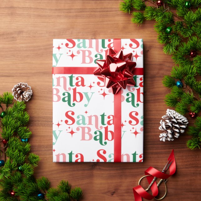 Jul Santa Baby färgrik retro font Presentpapper (Julgåva)