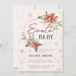 Jul Santa Baby Shower Poinsettia Red Guld Inbjudningar