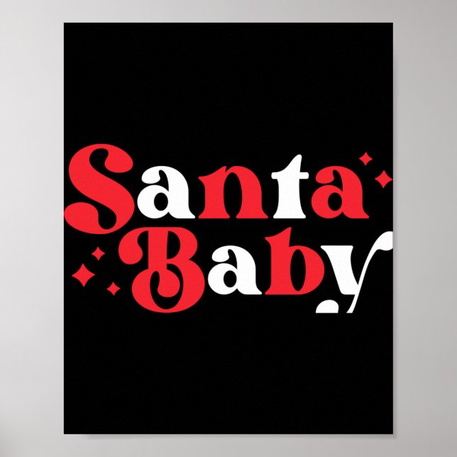 Jul Santa Baby Söt Modern Tygrafi Skript B Poster (Framsidan)