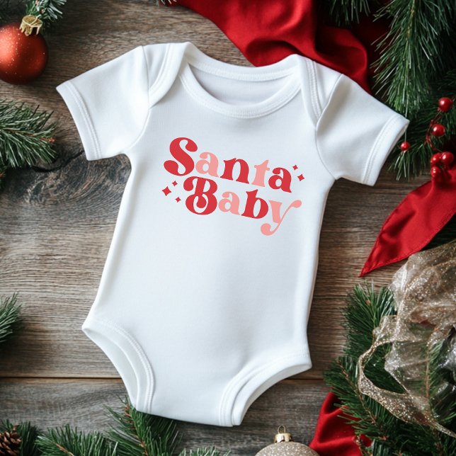 Jul Santa Baby Söt Modern Typografi Skrift T Shirt (Skapare uppladdad)