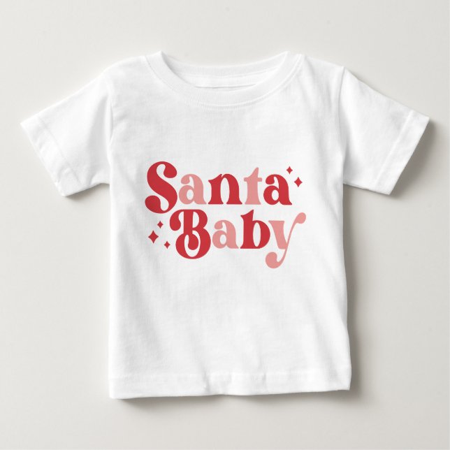Jul Santa Baby Söt Modern Typografi Skrift T Shirt (Framsida)
