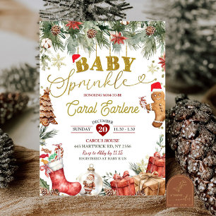 Jul Santa Baby Sprinkle Baby Shower Inbjudningar