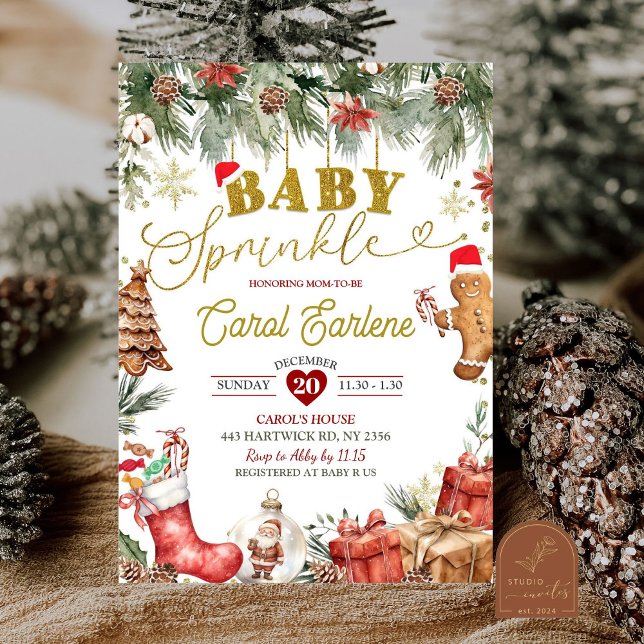 Jul Santa Baby Sprinkle Baby Shower Inbjudningar (Skapare uppladdad)