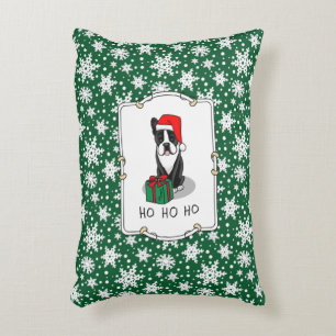 Jul Santa Boston Terrier (svart) Cute Prydnadskudde