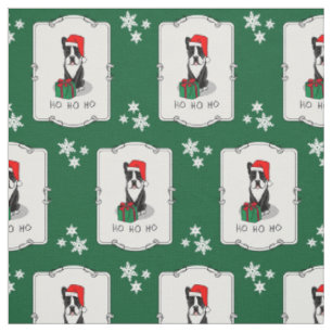 Jul Santa Boston Terrier (svart) Cute Tyg