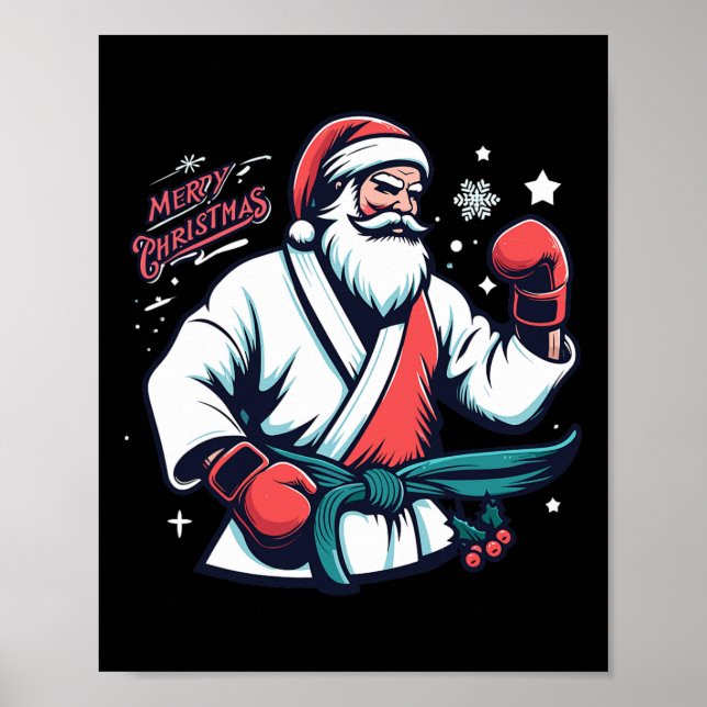 Jul Santa Boxare Boxningsälskare Kickboxning Mart Poster (Framsidan)