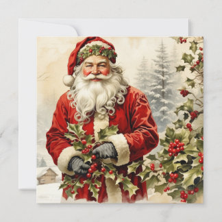 Jul Santa Claus med Järnekvist Julkort