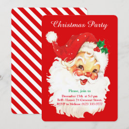 Jul Santa Claus på röd festinbjudan Inbjudningar