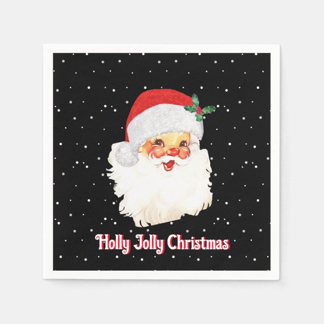 Jul Santa Claus på svart Pappersservett (Framsidan)
