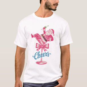 Jul Santa Cocktail Glas Skål Vintage Xmas T Shirt