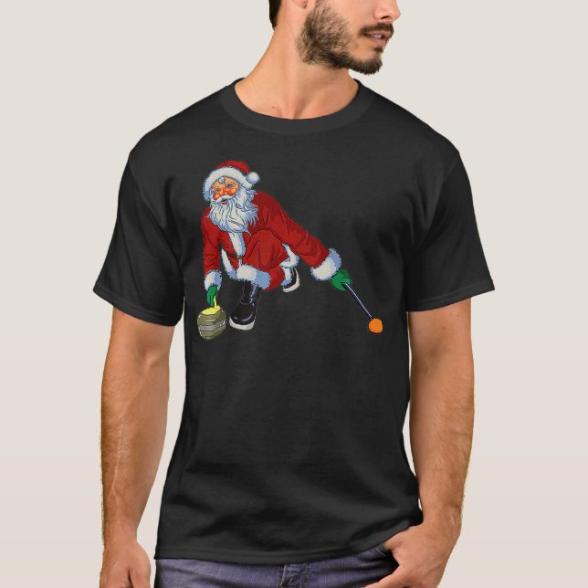 Jul Santa Curling Sport Funny Curler T Shirt (Framsida)