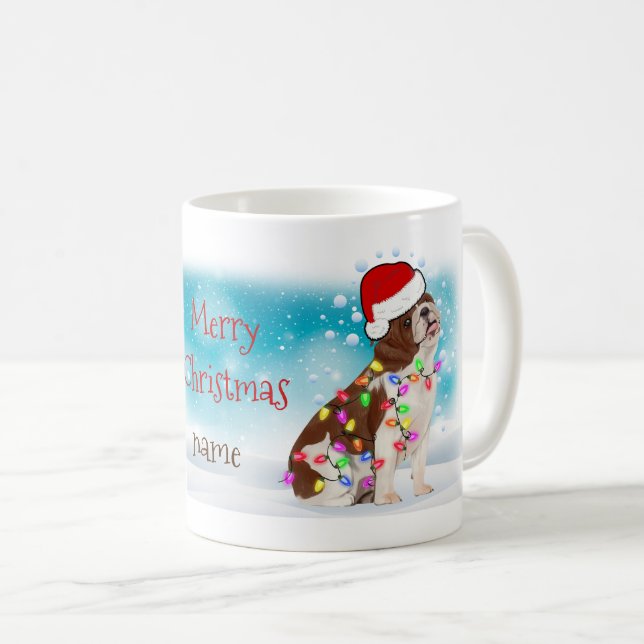 Jul Santa Hat God jul Bulldog Älskare Kaffemugg (Framsida höger)