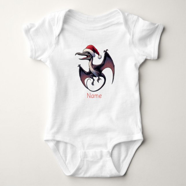 Jul Santa hatt pterodactyl T Shirt (Framsida)