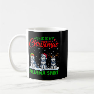 Jul Santa Hatt Ren Siberian Husky Hund Kaffemugg