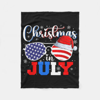 Jul Santa Hatt Solglasögon Usa Flagga 4:e Juli Fleecefilt