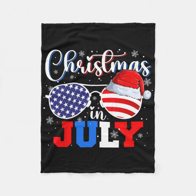Jul Santa Hatt Solglasögon Usa Flagga 4:e Juli Fleecefilt (Framsidan)