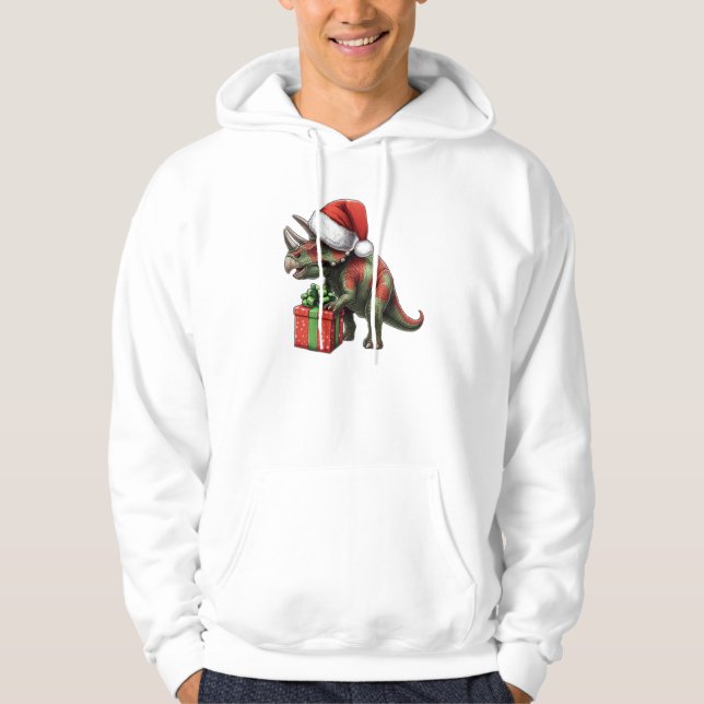 Jul Santa hatt triceratops  Hoodie (Framsida)