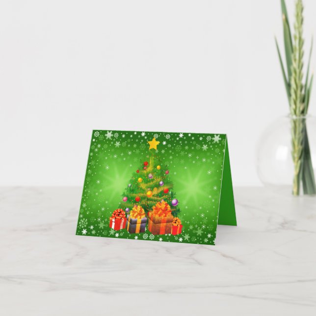 Jul Santa Högtidlig Glädje Vikad Högtidskort Helgkort (Framsida)