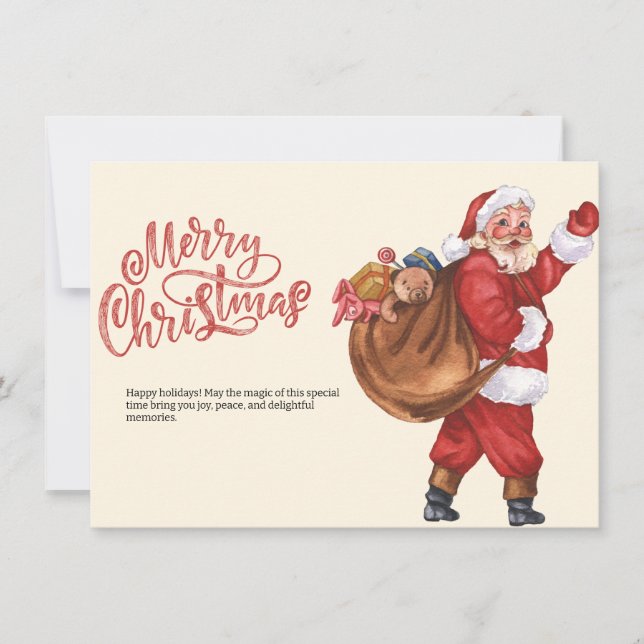 Jul Santa Höjdkort, Minimalistisk Jul Julkort (Framsida)
