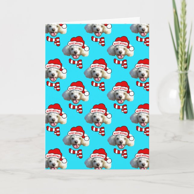 Jul Santa Hund Anpassad Foto Mönster Kort (Framsida)